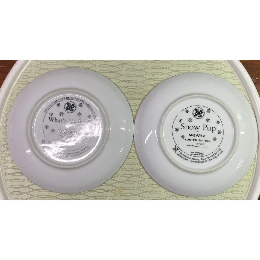 The Franklin Mint Fine Porcelain Snow Pup Limited Edition 2 Plates‎ By Wepplo 8